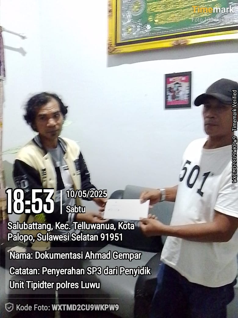 Dokumen: Bukti Penyerahan Laporan Ke Polres Luwu